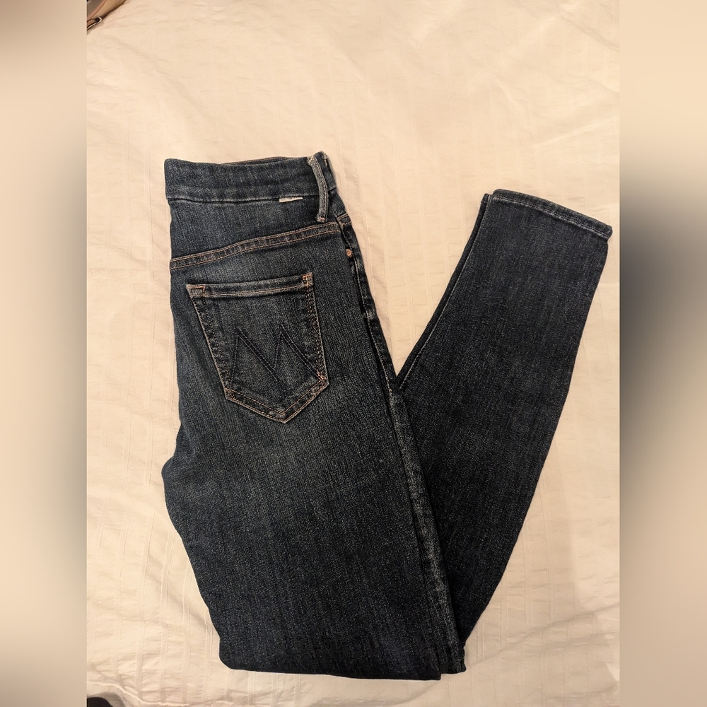 MOTHER Blue Skinny Jeans with Vintage Look
